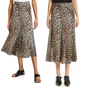 GANNI
Leopard-Print Stretch-Silk Skirt (size 34 / US SIZE 2)